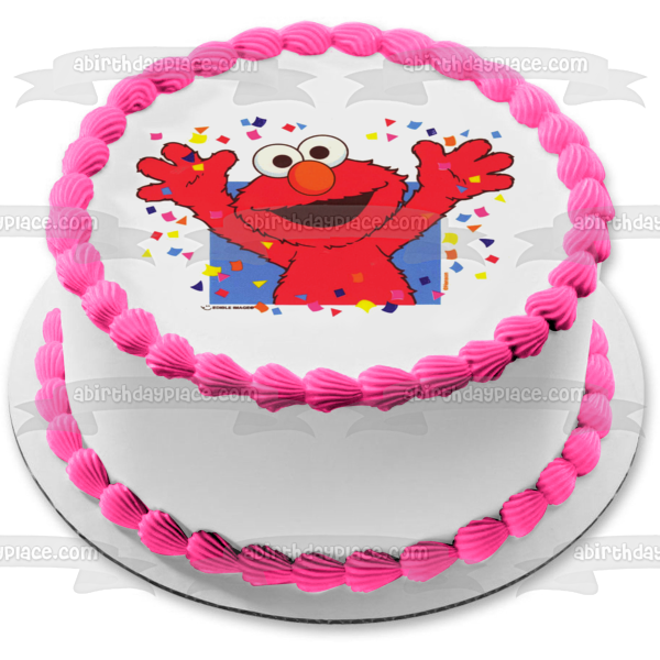 Imagen comestible para decoración de tarta con confeti de Elmo de Barrio Sésamo ABPID07794 