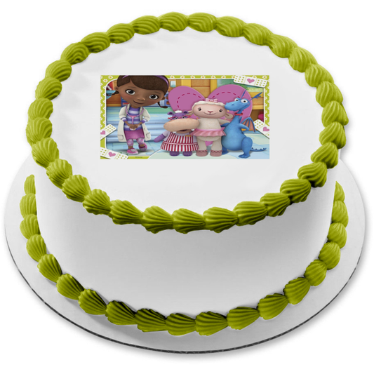 Doc McStuffins Hugging Lambie Stuffy Bandaids Hallie Edible Cake Topper Image ABPID07815