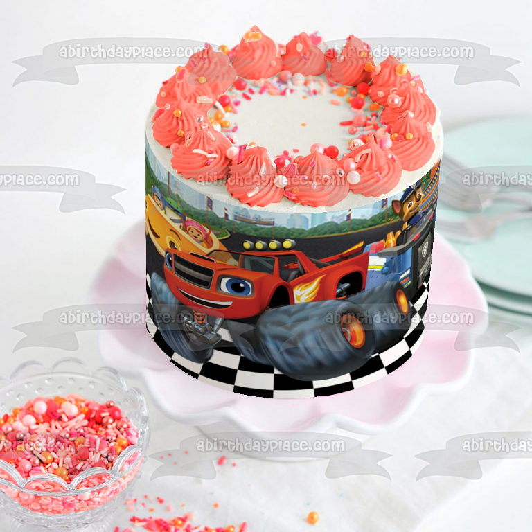 Blaze and the Monster Machines Paw Patrol Team Umizoomi Racing Edible Cake Topper Image ABPID07828