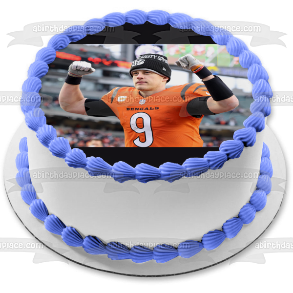 Imagen comestible para tarta con el mariscal de campo de los Cincinnati Bengals, Joe Burrow, ABPID55404 