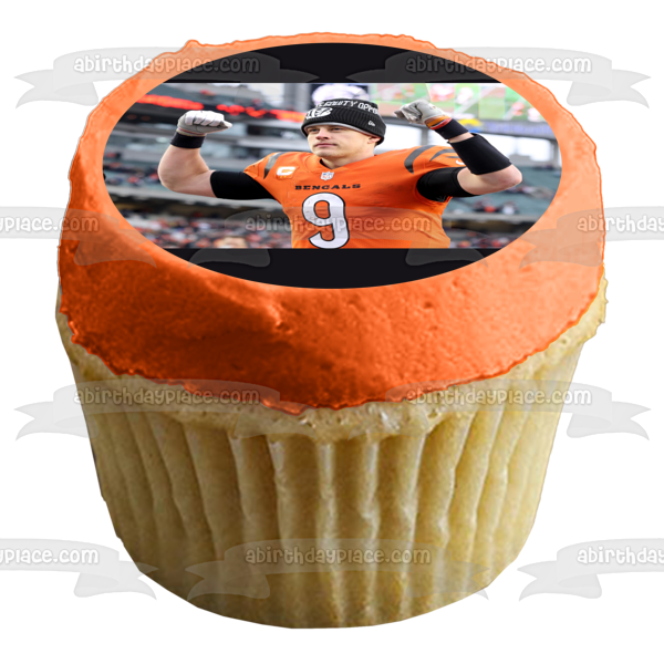 Imagen comestible para tarta con el mariscal de campo de los Cincinnati Bengals, Joe Burrow, ABPID55404 