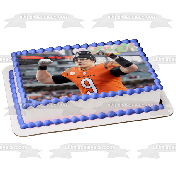 Imagen comestible para tarta con el mariscal de campo de los Cincinnati Bengals, Joe Burrow, ABPID55404 