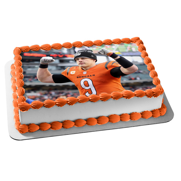 Imagen comestible para tarta con el mariscal de campo de los Cincinnati Bengals, Joe Burrow, ABPID55404 