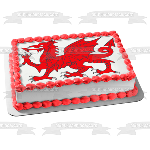 Imagen comestible para tarta con diseño de dragón galés de la bandera nacional de Gales ABPID07989 