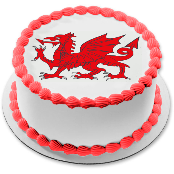 National Flag of Wales Welsh Dragon Edible Cake Topper Image ABPID07989