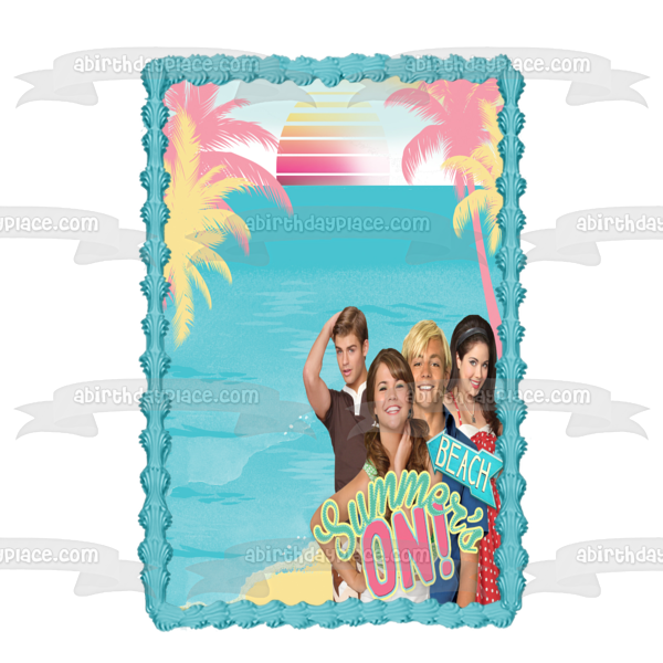 Decoración comestible para tarta con diseño de Brady McKenzie Tanner y Lela de Teen Beach ABPID07891 