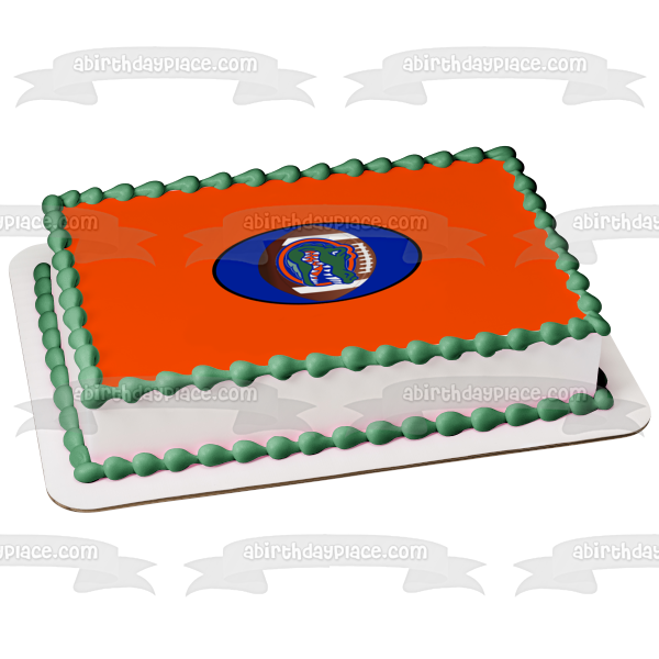 Florida Gators Logo NFL with an Orange Background Edible Cake Topper Image ABPID07895