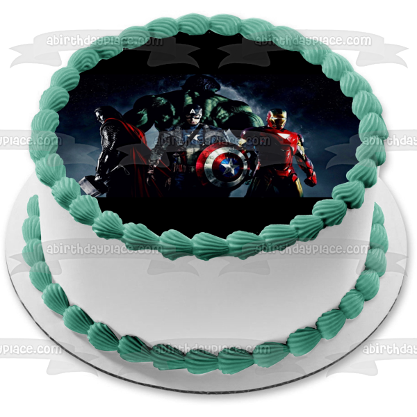 Avengers Captain America The Hulk Thor and Iron Man Edible Cake Topper Image ABPID07899