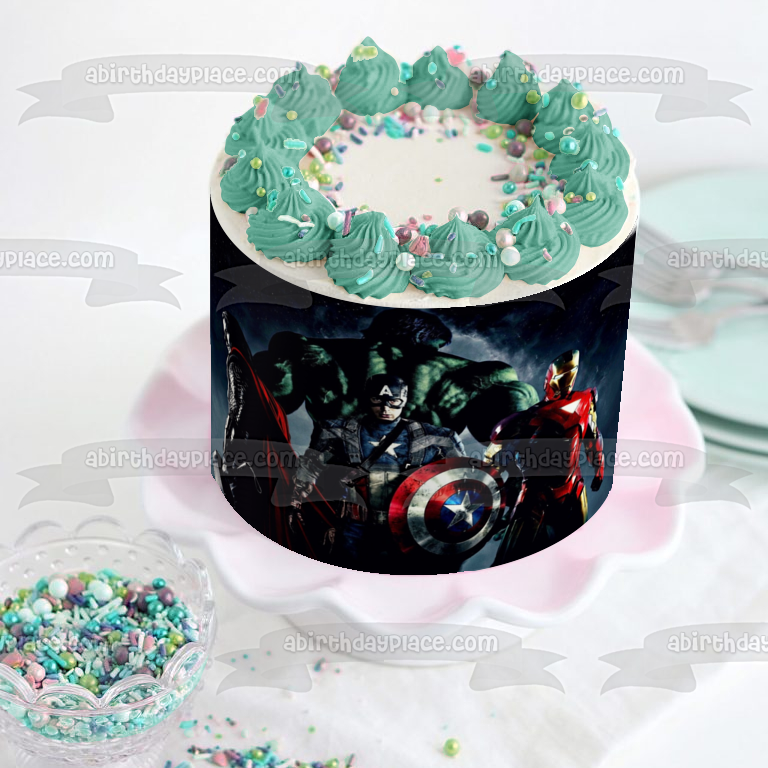 Avengers Captain America The Hulk Thor and Iron Man Edible Cake Topper Image ABPID07899