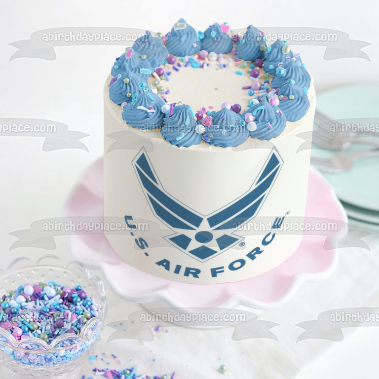 Imagen de decoración comestible para tarta comestible con logotipo de la Fuerza Aérea de EE. UU. ABPID08028 