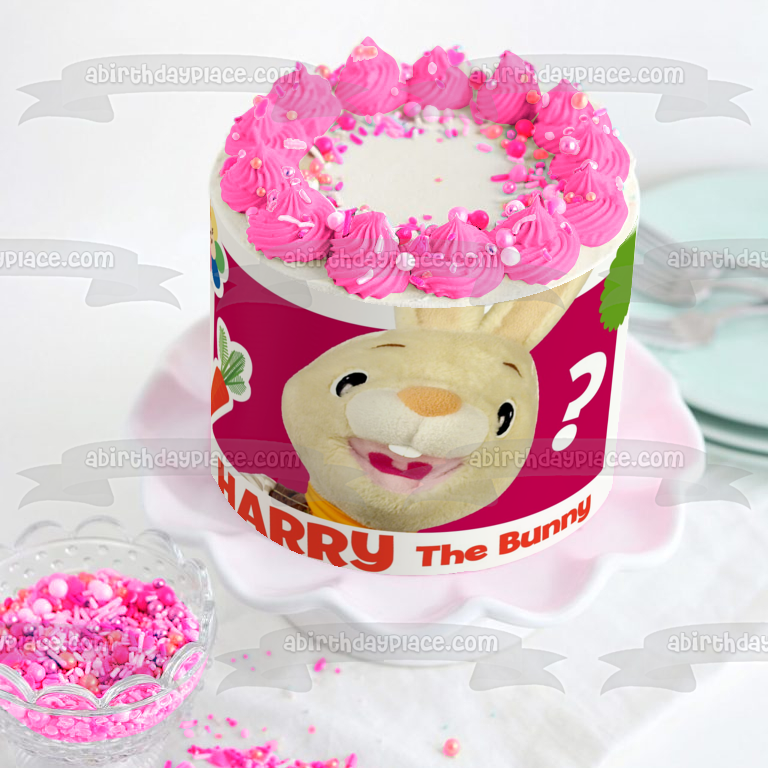 Harry the Bunny Flower Carrot and a Pink Background Edible Cake Topper – A  Birthday Place
