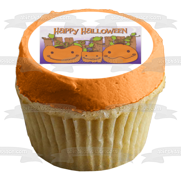 Imagen de decoración comestible para tarta con familia de calabazas de Feliz Halloween ABPID08184 