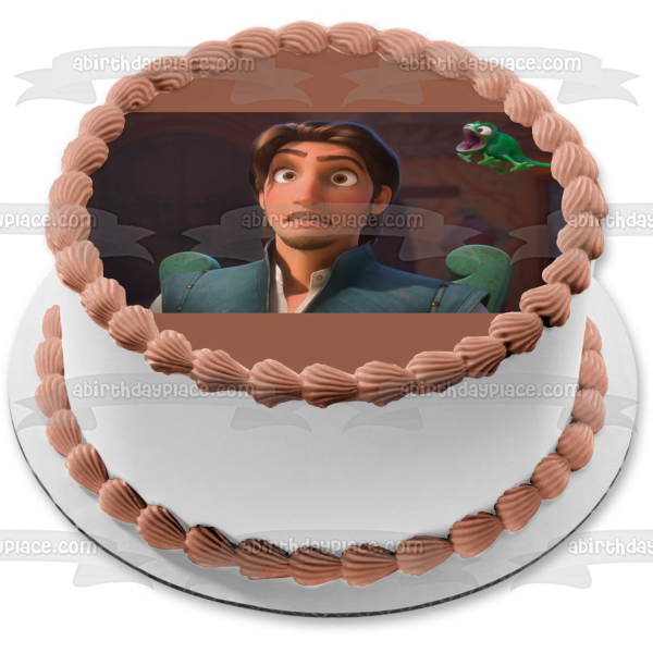 Adorno comestible para tarta con Flynn Rider y Pascal enredados, imagen ABPID08224 