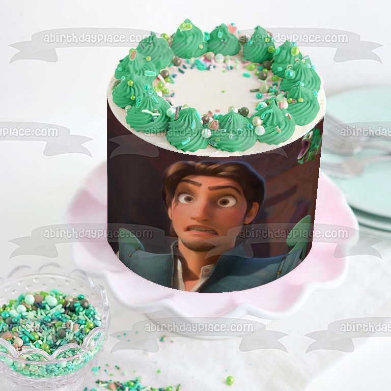 Adorno comestible para tarta con Flynn Rider y Pascal enredados, imagen ABPID08224 