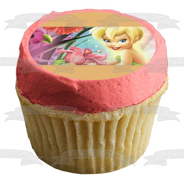 Disney Fairies Tinkerbell Flowers Edible Cake Topper Image ABPID08412