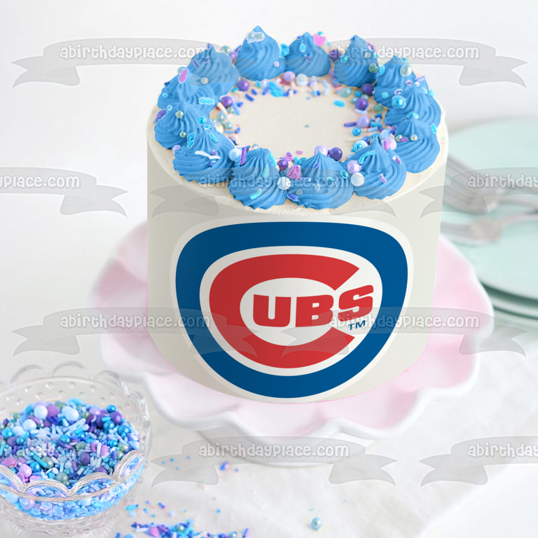 Imagen comestible para tarta con logotipo de los Cachorros de Chicago, MLB, Liga Mayor de Béisbol, ABPID08270 