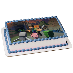 Minecraft Creeper Face Edible Icing Sheet Cake Decor Topper