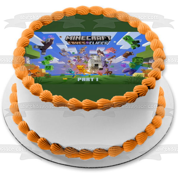 Minecraft Caves & Cliffs Glow Squid Axolotl Goat Edible Cake Topper Image  ABPID55480