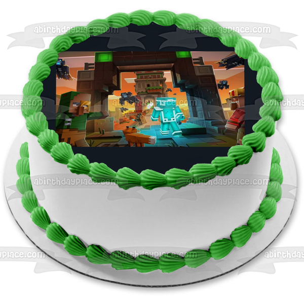 Minecraft Dungeons Assorted Skins Edible Cake Topper Image ABPID55486