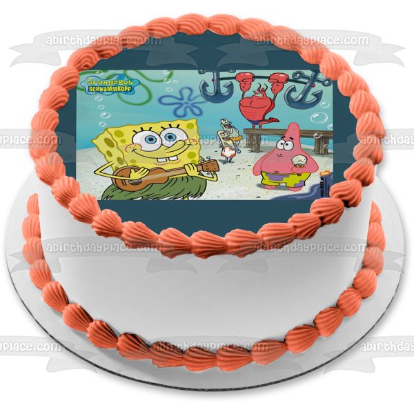 Imagen comestible para tarta de Bob Esponja, Patrick, Larry, la langosta, ABPID08302 