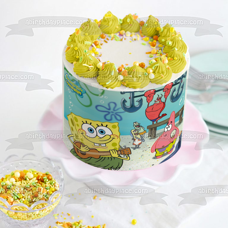 Imagen comestible para tarta de Bob Esponja, Patrick, Larry, la langosta, ABPID08302 