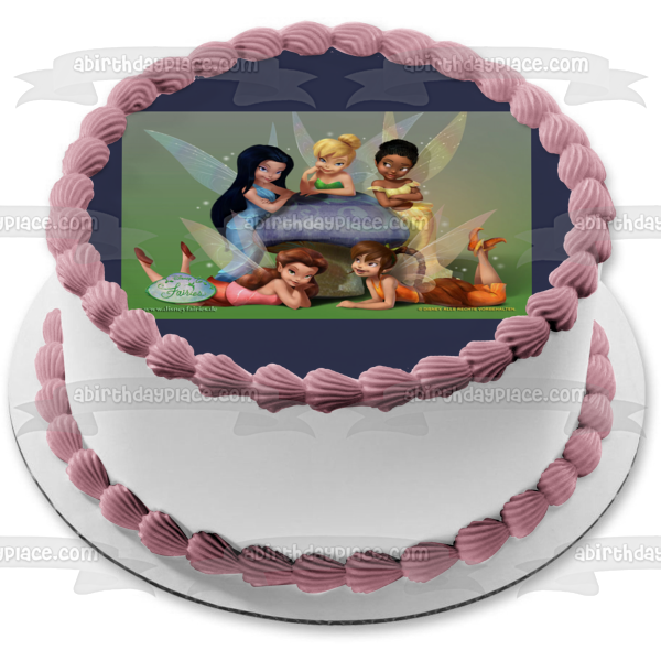 Disney Tinkerbell Vidia Silvermist Iridessa Fawn - Decoración comestible para tarta, imagen ABPID08315 