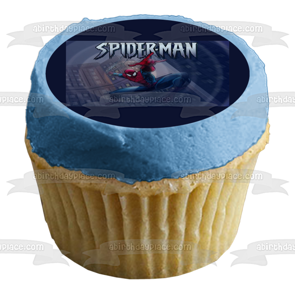 Marvel Spider-Man Webs City Buildings Edible Cake Topper Image ABPID08477