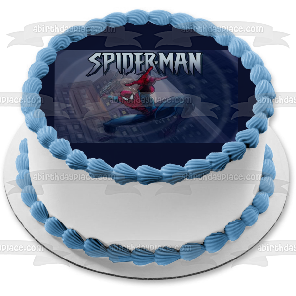 Marvel Spider-Man Webs City Buildings Edible Cake Topper Image ABPID08477