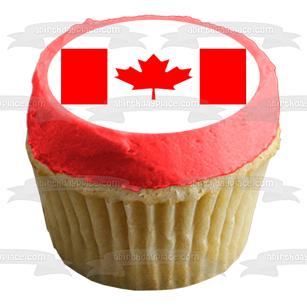 The Canadian Flag Maple Leaf Edible Cake Topper Image ABPID08386