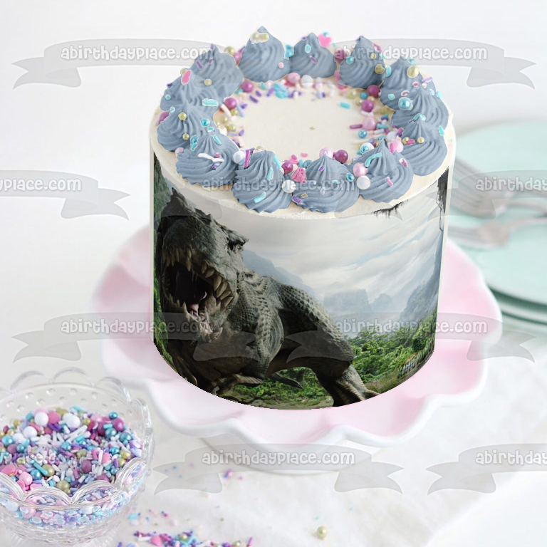 King Kong Grey Dinosaur Trees Clouds Edible Cake Topper Image ABPID08517