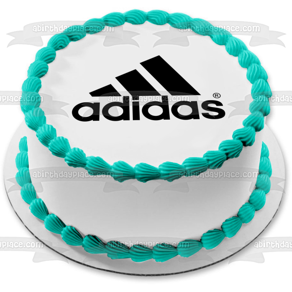 Adorno comestible para tarta con logotipo de Adidas, color negro, imagen ABPID08661 