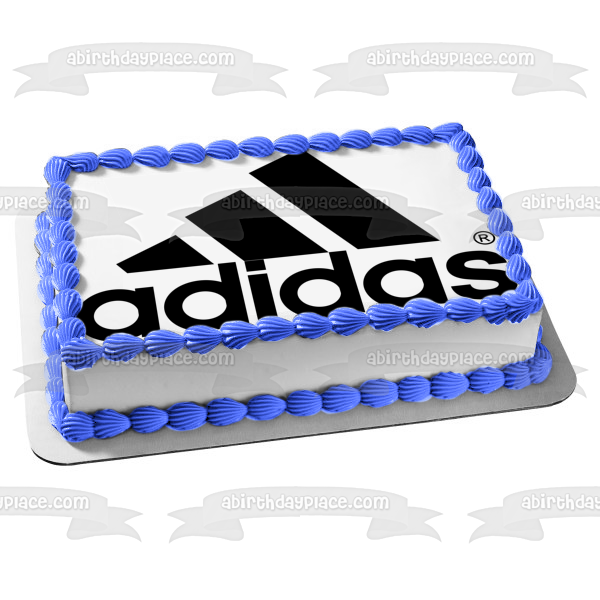 Adorno comestible para tarta con logotipo de Adidas, color negro, imagen ABPID08661 