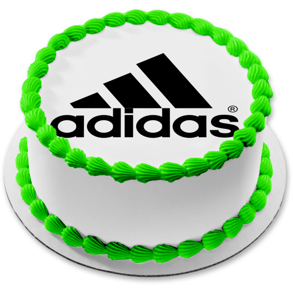 Adorno comestible para tarta con logotipo de Adidas, color negro, imagen ABPID08661 