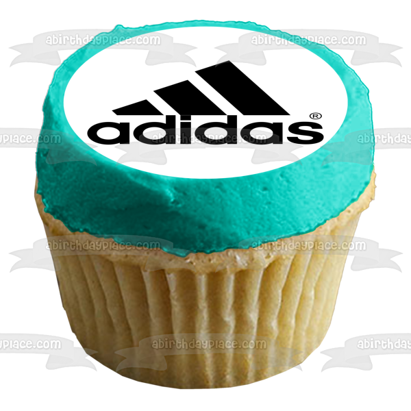 Adorno comestible para tarta con logotipo de Adidas, color negro, imagen ABPID08661 