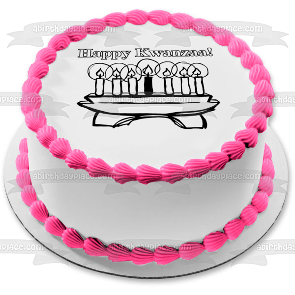 Happy Kwanzaa Kinara Mishumaa Saba Candles Edible Cake Topper Image ABPID08850