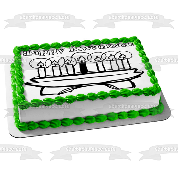 Happy Kwanzaa Kinara Mishumaa Saba Candles Edible Cake Topper Image ABPID08850