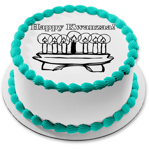 Happy Kwanzaa Kinara Mishumaa Saba Candles Edible Cake Topper Image ABPID08850