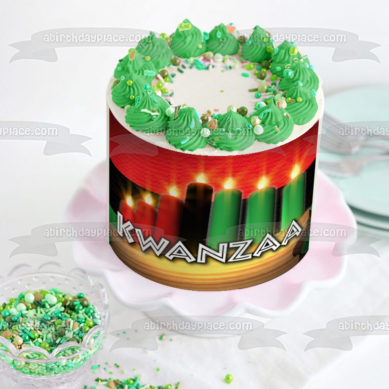 Kwanzaa Candles Red Black Green Edible Cake Topper Image ABPID09034