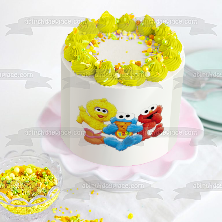 Baby Sesame Street Big Bird Cookie Monster Elmo Edible Cake Topper Image ABPID09040