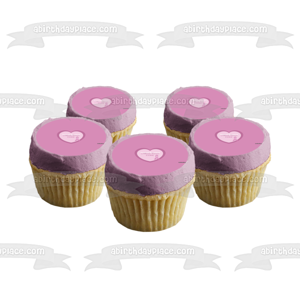 Imagen comestible para tarta con diseño de corazón de cinta morada de concientización sobre el cáncer de mama ABPID08881 