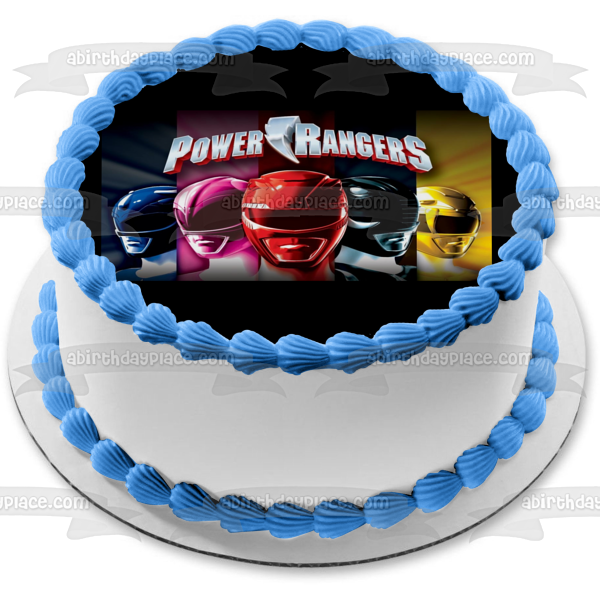 Power Rangers Logo Negro Amarillo Rojo Azul Rosa Imagen comestible para tarta ABPID09047 