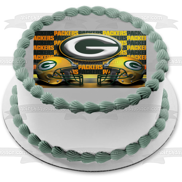 Imagen comestible para tarta con logotipo de los Green Bay Packers, cascos de la NFL, ABPID08884 