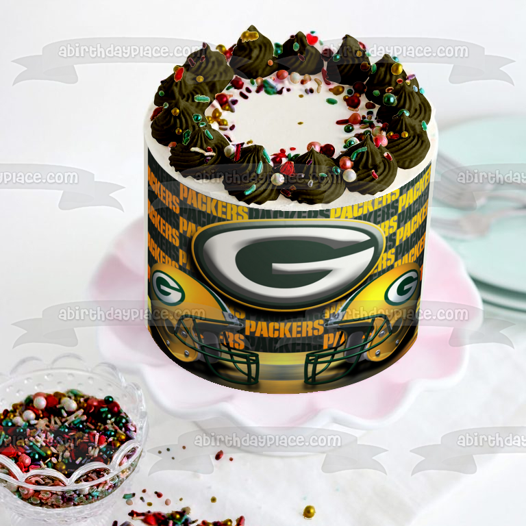 Imagen comestible para tarta con logotipo de los Green Bay Packers, cascos de la NFL, ABPID08884 