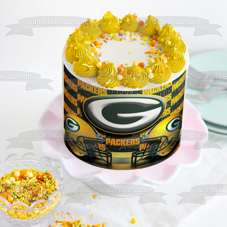 Imagen comestible para tarta con logotipo de los Green Bay Packers, cascos de la NFL, ABPID08884 