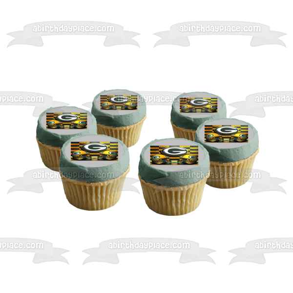 Imagen comestible para tarta con logotipo de los Green Bay Packers, cascos de la NFL, ABPID08884 