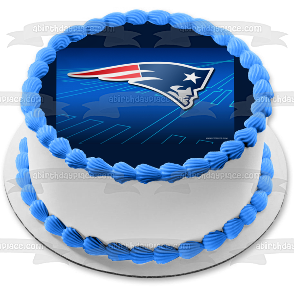 New England Patriots Logo NFL Blue Background National Football League Edible Cake Topper Image ABPID08892