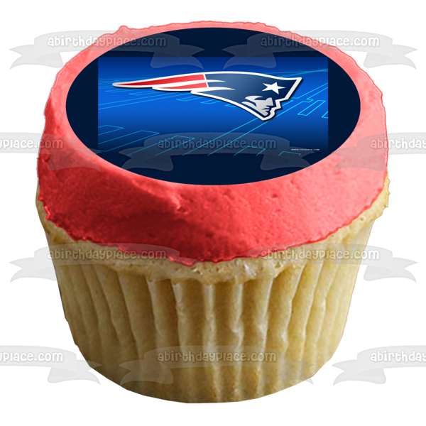 New England Patriots Logo NFL Blue Background National Football League Edible Cake Topper Image ABPID08892