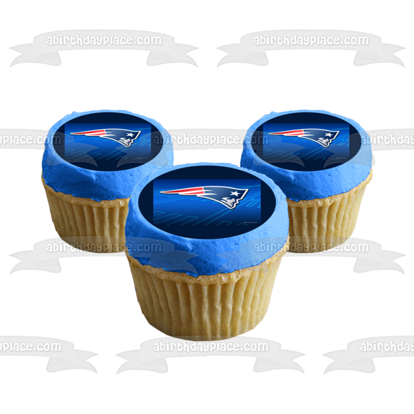 New England Patriots Logo NFL Blue Background National Football League Edible Cake Topper Image ABPID08892