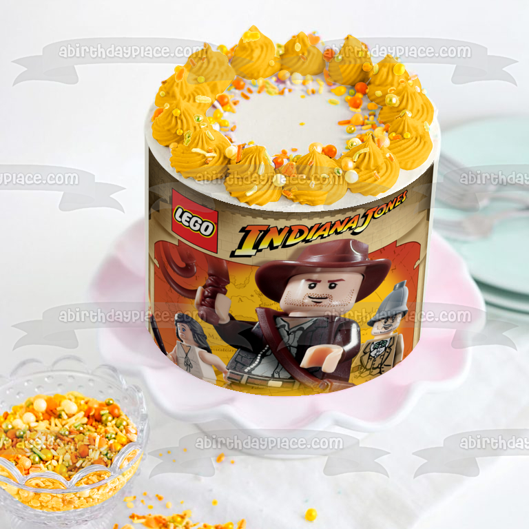 Figura decorativa comestible para tarta LEGO Indiana Jones Henry Jones Marion Ravenwood ABPID09066 