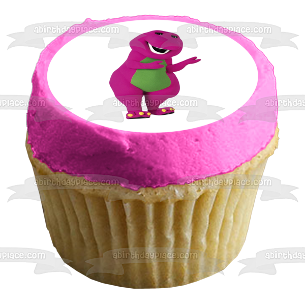 Barney gran dinosaurio morado con modales decoración comestible para tarta imagen ABPID09070 